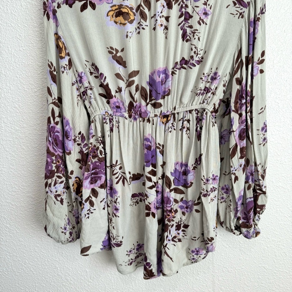 Angie Women's Large Babydoll Blouse Romantic Floral Summer Boho Bell Sleeve - Picture 11 of 11